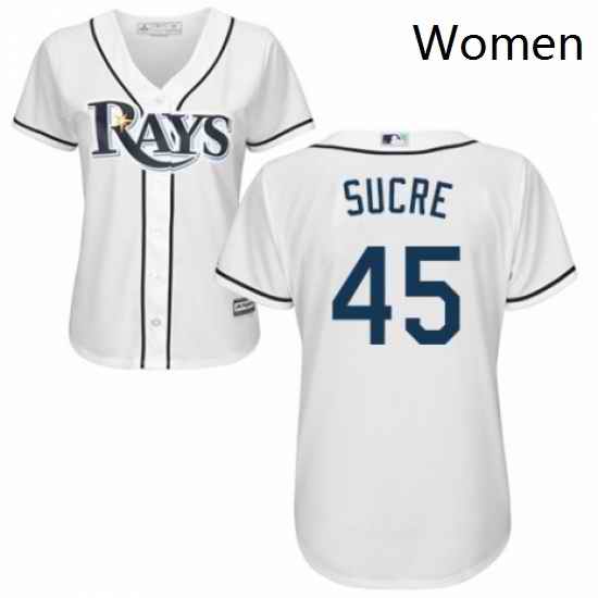 Womens Majestic Tampa Bay Rays 45 Jesus Sucre Replica White Home Cool Base MLB Jersey